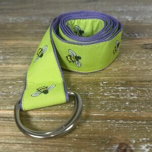 Bumble Bee Fabric Belt Green Purple Cute Preppy Y2K Style Cottagecore D-Ring 45